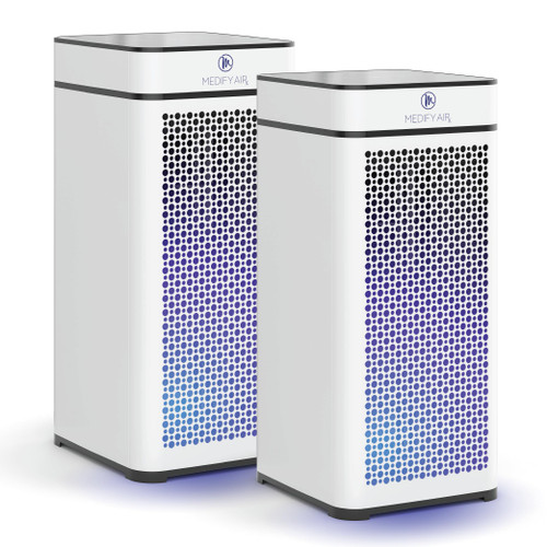 Medify MA-40 UV Light Air Purifier with True HEPA H14 Filter | 1,793 ft² Coverage in 1hr for Wildfires Smoke, Odors,  White, 2-Pack