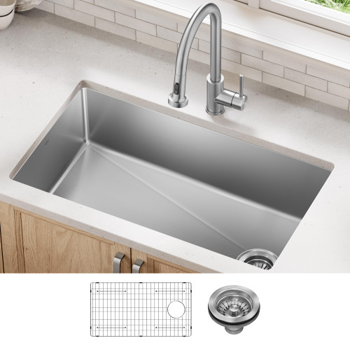 Fairlane 33-inch Undermount Single Bowl 18-Gauge Stainless Steel Kitchen Sink
