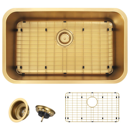 Gold Kitchen Sink 30 Inch, SUS304 Stainless Steel Undemount Kitchen Sinks, 30" x 18" x 9"