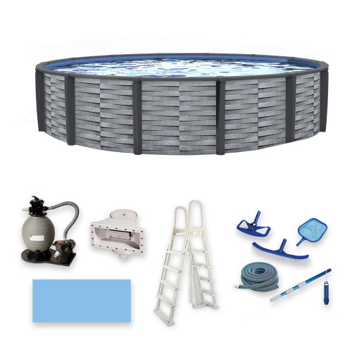 Affinity 24-ft Round 52-in Deep 7-in Top Rail Resin Swimming Pool Package