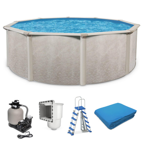 Aquarian Phoenix 21 Foot Round x 52 Inch Deep Steel Frame Above Ground Swimming Pool Set with Sand Filter