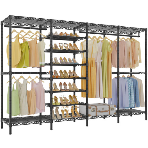 VIPEK S4 Heavy Duty Clothes Rack with Shoe Shelves Freestanding Clothing Rack with 8-Tier Shoe Rack, 4 Hanging Rod
