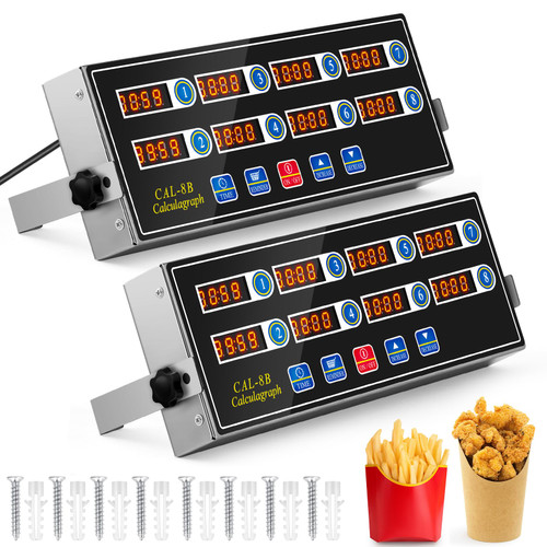 2 Pack Commercial 8 Channel Digital Kitchen Timer, Multi-Countdown Timer with Loud Alarm