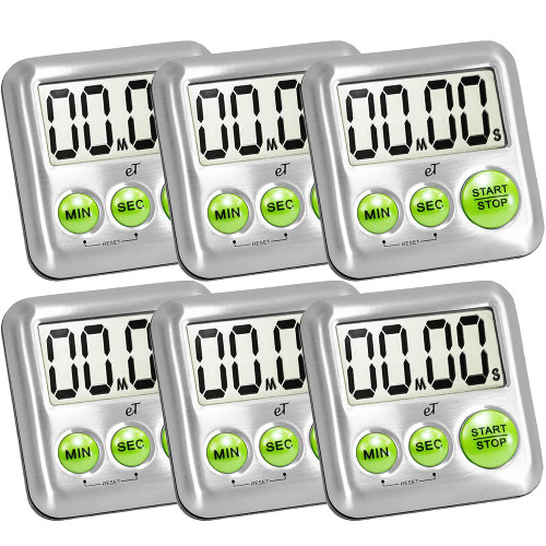 Elegant Digital Kitchen Timer Stainless Steel - Lime - Strong Magnetic Back