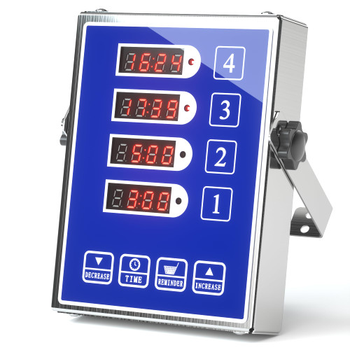 Commercial Kitchen Timer with 4 Channels, Digital Timer for Cooking