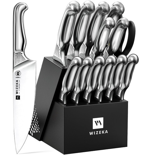 WIZEKA Kitchen Knife Set with Block