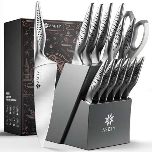 ASETY Knife Set - Ultra Sharp Knives Set for Kitchen with block
