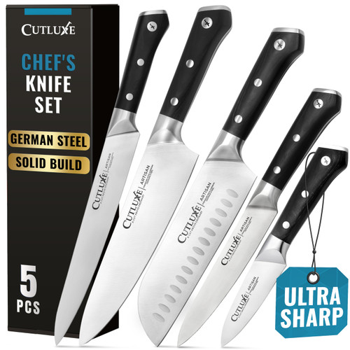 Cutluxe Kitchen Knives, 5 Pcs Chef's Knife Set