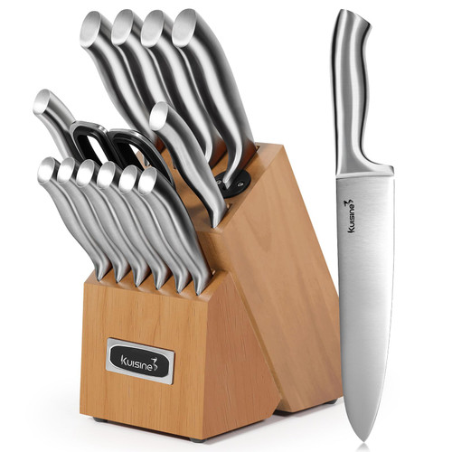 Kuisine Premium Sharp Knife Set,High Carbon Stainless Steel Sharper Blade Ergonomic Non-slip Handle