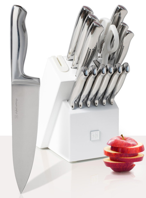 Styled Settings Stainless Steel Knife Set with Built In Sharpener