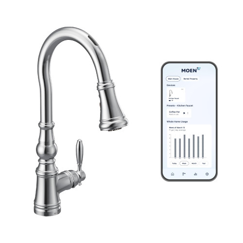 Moen Weymouth Chrome Smart Faucet Touchless Pull Down Sprayer Kitchen Faucet