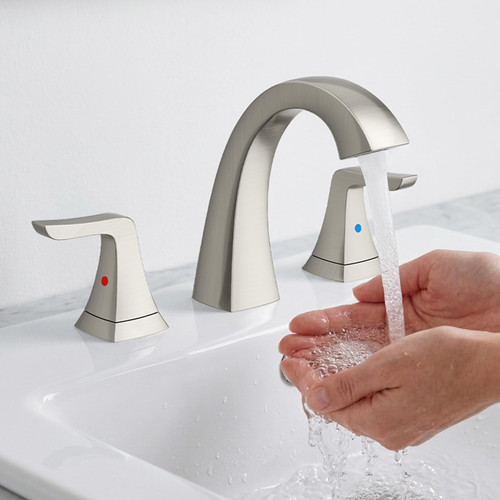 3-Hole Bathroom Sink Faucet - SR SUN RISE NSF Certified 8-inch Brushed Nickel Faucets