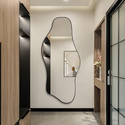 67"x31" Asymmetrical Tempered Glass Mirrors, Modern Large Organic Frameless Mirrors for Living Room Bedroom