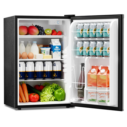 Single Door Mini Fridge with 7 Adjustable Thermostat, Glass Shelves