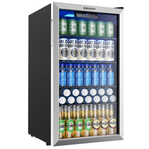 Mini Fridge 130 Can Beverage Refrigerator Cooler Glass Door for Soda Wine Beer
