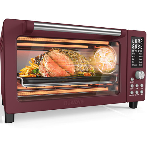 Nuwave Bravo Pro Smart Air Fryer Toaster Oven Combo, 10-in-1 Functions with Quicker & Even Crisp Technology, 1800W, 50-450°F, PFAS-Free, 21QT, Cinnamon