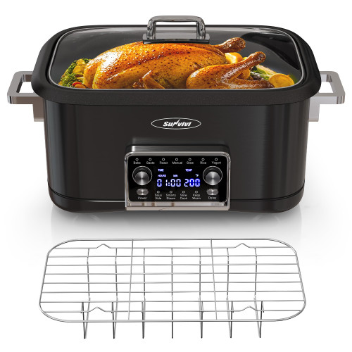 12-in-1 Programmable Slow Cooker Roaster Oven, 8 Quart Digital Multi-Cooker