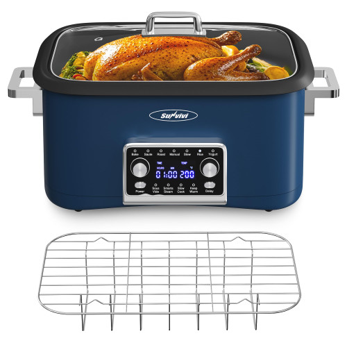 12-in-1 Programmable Slow Cooker Roaster Oven, 8 Quart Digital Multi-Cooker
