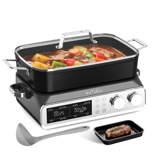 N21NA Pro Slow Cooker 10 Quart, 8-in-1 Programmable PFOA-Free Ceramic Coated Multi-Cooker