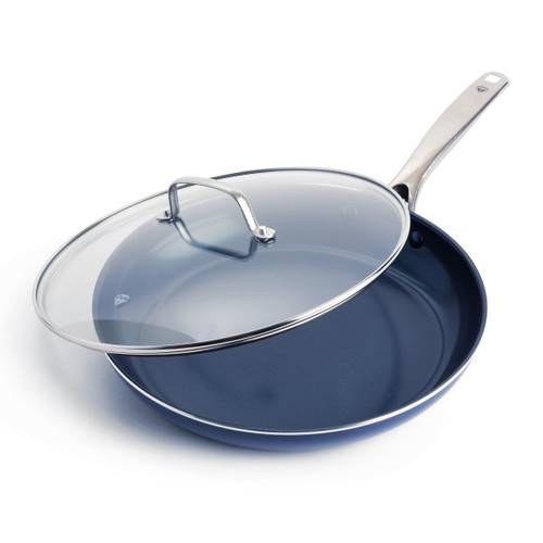 Blue Diamond 12" Nonstick Frying Pan with Lid, Diamond Infused PFAS & PTFE-Free Ceramic Skillet