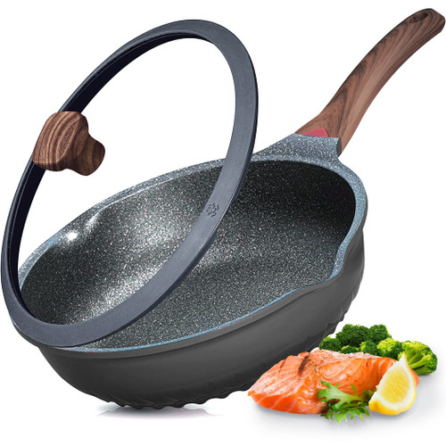 Vinchef Nonstick Deep Frying Pan Skillet with Lid, 11in/5Qt Saute Pan