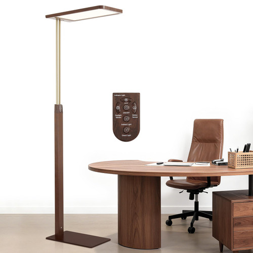 STERREN Vintage LED Floor Lamp, 10500LM Eye-Care Height Adjustable Free-Standing Lamps, 110W Full Spectrum Reading Light for Office