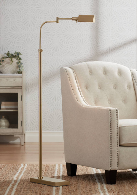 Traditional Farmhouse Swing Arm Pharmacy Floor Lamp 54 1/4" Tall Warm Gold Adjustable Metal Shade Decor for Living Room Reading