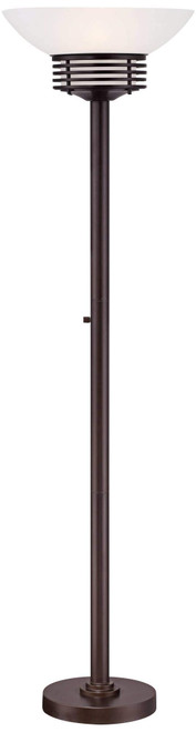 Modern Retro Torchiere Floor Lamp Standing 72.5" Tall Warm Bronze White Frosted Glass Bowl Shade Decor for Living Room Reading