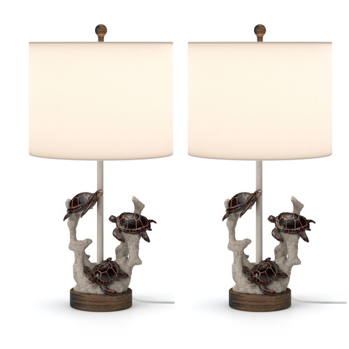 Sea Winds Trading Lux Lighting 27'' Turtles Coastal Seaside Table Lamps (Set of 2) 3-Way Switch