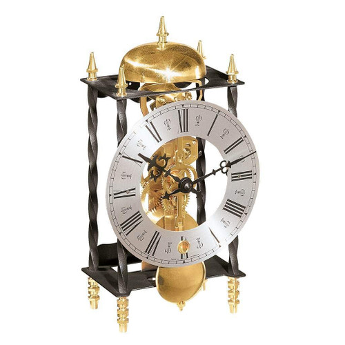 Qwirly Store: Galahad II Mechanical Mantel Clock #22734000701 by Hermle - Skeleton Antique Iron Table Clock with Chimes