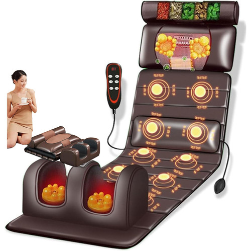 Full Body Massage Mat with Heating Pad, 9 Massage & Speed Modes, Cushioned Mattress for Neck & Back Pain Relief