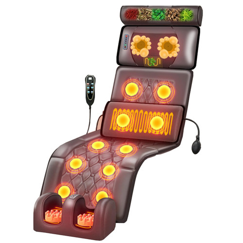 Heating Massage Mat - Full Body Massage Bed with 10 Motors, 9 Adjustable Modes & Timer, Back Pain Relief