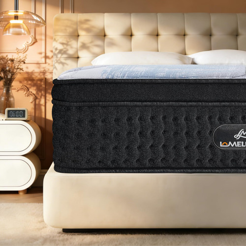 14” King Size Mattress Hybrid with 4 Layers Premium Gel Memory Foam and Edge Support 7-Zone Pocket Springs, Motion Isolation & Pressure Relief