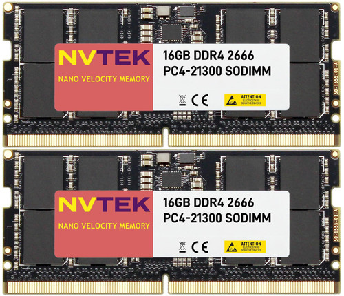 32GB 2X16GB DDR4 2666MHz PC4-21300 2Rx8 1.2V CL19 260-PIN Non-ECC SODIMM KIT NVTEK Notebook Laptop PC Memory
