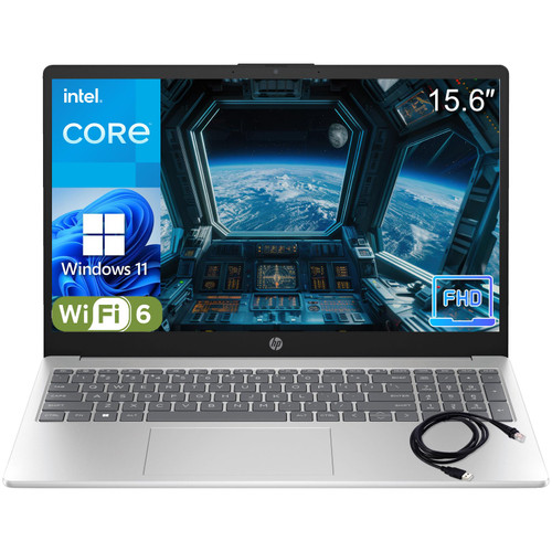 HP Pavilion 15" 2026 AI-Ready Laptop, Intel 4-Core N100, 8GB RAM, 256GB SSD, FHD Display, Numeric Keypad, Long Battery, Lightweight, Microsoft Office 365, Platinum White, Windows 11 Home, Type C RJ45