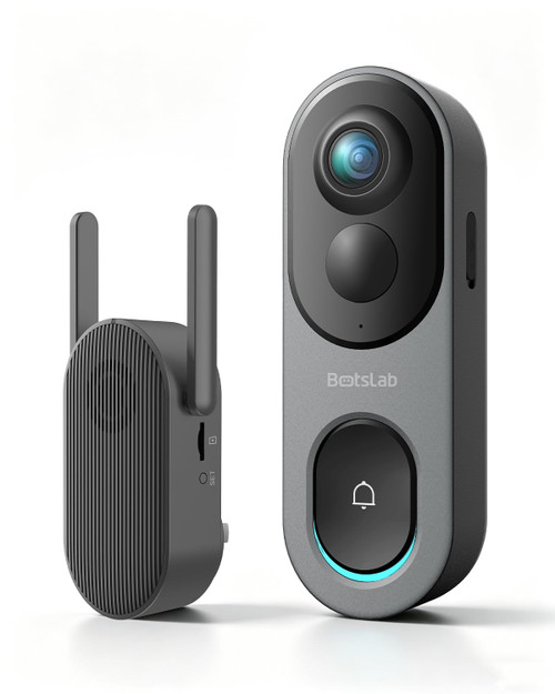 BOTSLAB 5MP Wireless Video Doorbell Camera,180° Head-to-Toe View, AI Motion Detection, VR Mode, Battery or Wired Powered, Easy Installation, Weatherproof, No Monthly Fee, 2.4GHz WiFi