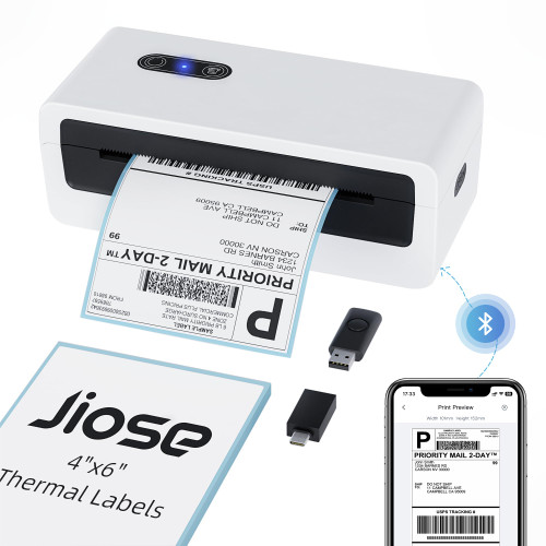 Jiose Shipping Label Printer - 4x6 Desktop Thermal Label Printer for Small Business - Compatible with MacOS Windows