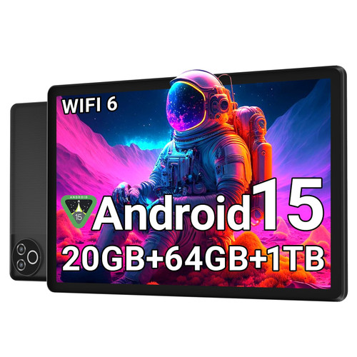Android 15 Tablet 10 Inch, 20GB RAM 64GB ROM 1TB Expandable, Fast WiFi 6 & BT 5.4 Electronics Tablets 5-Core, HD IPS Touchscreen, 8H+ Battery, 2*Camera Tablet for Kids & Adults, Gift, Streaming, Work