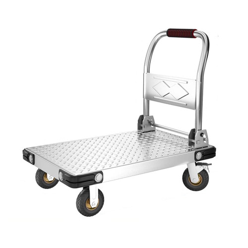 LMMIAMZ Platform Truck Cart Industrial Steel Plate Trolley Cargo Flatbed Trolley Transporter Household Trailer Foldable Portable Express Trolley Push Cart Dolly(Large)