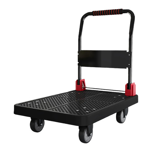 Heavy-Duty Foldable Push Cart Dolly with 1100lbs Capacity Space-Saving Flat Bed Carts with Wheels Ideal for Gardens Warehouses & Yards - Black Large Size