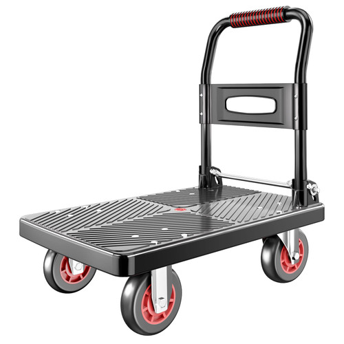 TIDY PALM Upgraded Foldable Push Cart Dolly | 660 lbs. Capacity Moving Platform Hand Truck | Heavy Duty Space Saving Collapsible | 4‘’ TPR 360-Degree Silent Wheels | 2 Swivel Wheels and 2 Fixed Wheels