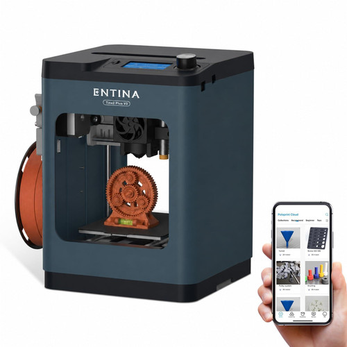 ENTINA TINA2PLUS 3D Printer,250 mm/s Fast Printing,Fully Assembled,Auto Leveling,245℃ Quick-Detach Nozzle,Dual-Sided PEI Coating Plate,Mini 3D Printer with Wi-Fi & App Control-from Beginners to Makers