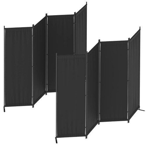 Morngardo Room Divider 6FT Folding Privacy Screens 8 Panel Partitions Dividers Portable Separating for Home Office Bedroom Dorm Decor (Black)