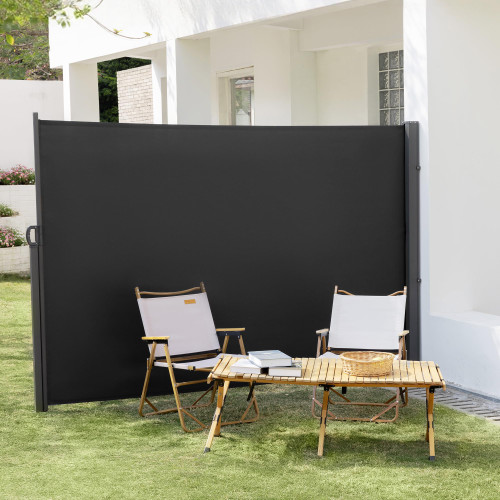 HOMEDEMO 126" x 71" Retractable Side Awning with Privacy Screen Protection, Carbon Gray Waterproof & UV-Resistant Outdoor Side Pull Shade for Patios, Balconies and Gardens
