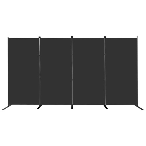 MAYOLIAH 4 Panel Room Divider 6ft Tall Freestanding Privacy Screen 136'' W Portable Office Partition w/Flat Base, Black