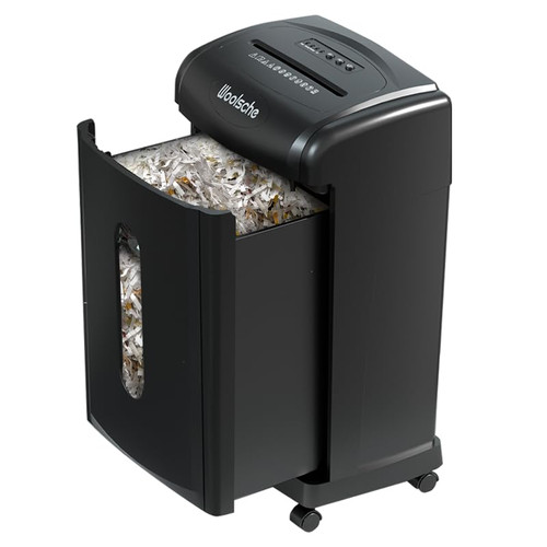 19-Sheet Cross-Cut Heavy Duty Paper Shredder with 7.93Gal Wastebasket - P-4 Security Level Shredder for Office/Home Use, Credit Card & Staples Shredding, Auto-Reverse & Castor Wheels