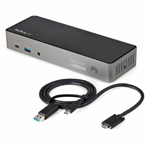 StarTech.com USB-C / USB-A Hybrid Docking Station for MacBook Pro / Air M1 M2 M3 M4 & Windows, Universal Triple 4K 60Hz HDMI DP Dock, Thunderbolt Compatible, 85W Laptop Charging - TAA, Black & Gray