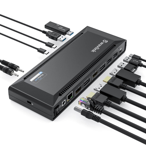 WAVLINK DisplayLink Laptop Docking Station Dual 4K@60Hz(2 HDMI+2DP), 100W PD Charging Compatible with Thunderbolt 5/4, USB-C M1-M5 Mac/MacBook Neo, Windows, Chrome, 6 USB Ports, LAN - Driver Required