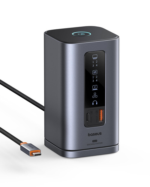 Baseus Spacemate Docking Station, 11-in-1 USB-C Dock for Windows Laptop, Triple Display with 4K HDMI & DP, 10Gbps USB-C & USB-A, Ethernet, Audio, 100W PD Charging for Dell HP Lenovo Acer and More