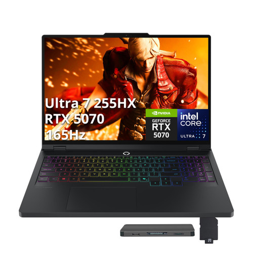 Lenovo Legion Pro 5i 16" WQXGA 165Hz Gaming Laptop, Intel Ultra 7 255HX (Beats i9-14900HX), GeForce RTX 5070, 64GB DDR5, 5TB Storage(4TB SSD+1TB Docking Station), Backlit Keyboard, Win11, Black